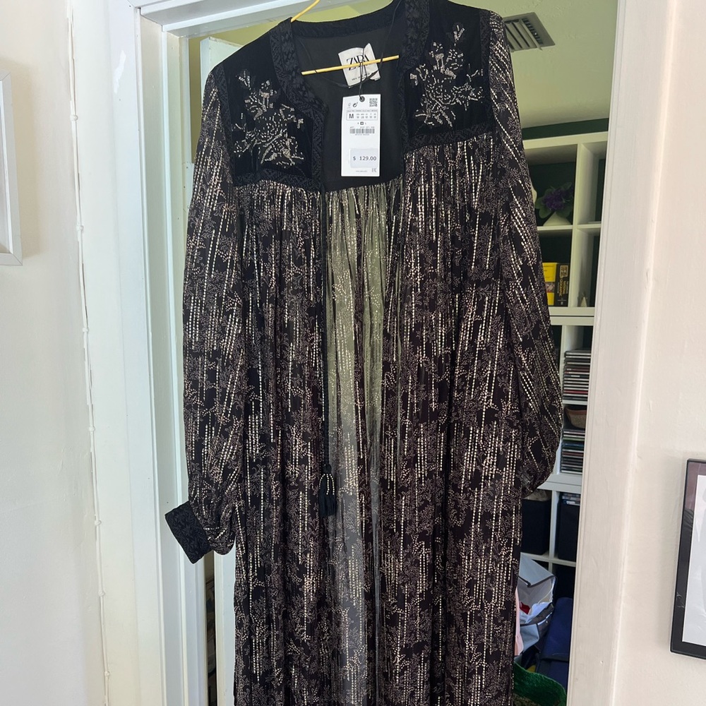 Beautiful black and beads long cover up by Zara. NWT- Size M